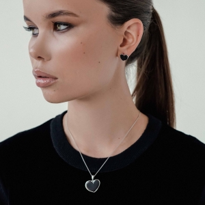 Серебряные серьги с янтарём E9169-1RV