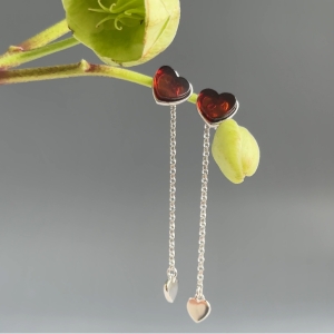 Серебряные серьги с янтарём E9168-2RV