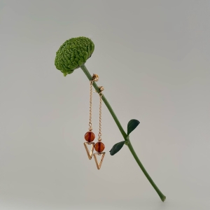 Серебряные серьги с янтарём E9187ZK