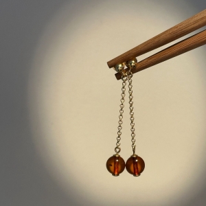 Silver earrings with amber E9192ZK