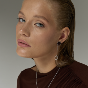 Серебряные серьги с янтарём E9323RV Серебряные серьги с янтарём E9323RV