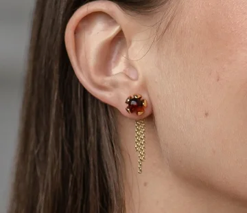 Серебряные серьги с янтарём E9321ZK