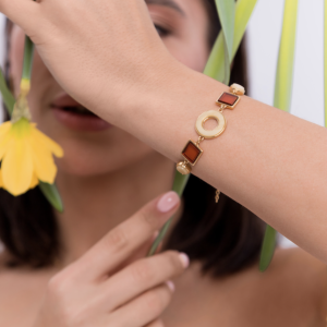 Браслет серебряный с янтарём W9178ZO