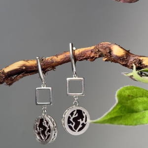 Серебряные серьги с янтарём E9011RV