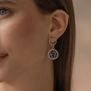 Серебряные серьги с янтарём E9012RV Серебряные серьги с янтарём E9012RV