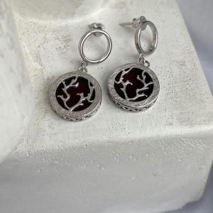 Серебряные серьги с янтарём E9012RV Серебряные серьги с янтарём E9012RV