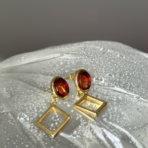 Серебряные серьги с янтарём E9295ZK Серебряные серьги с янтарём E9295ZK