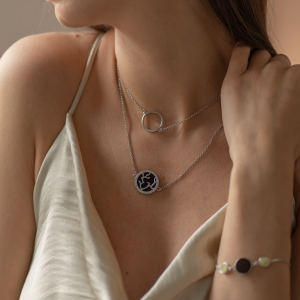 Колье серебряное с янтарём N9277RV Колье серебряное с янтарём N9277RV