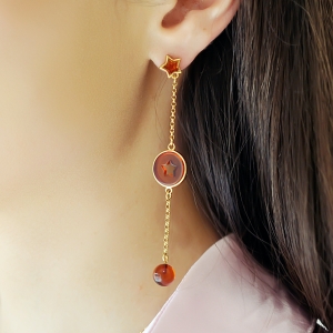 Серебряные серьги с янтарём E10032ZK