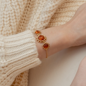 Браслет серебряный с янтарём W21012ZK