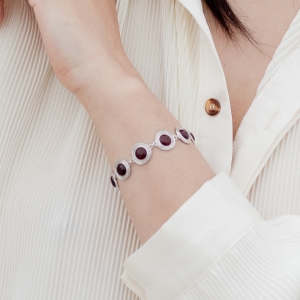 Браслет серебряный с янтарём  W20036RV