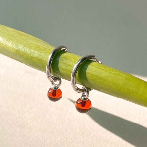 Серебряные серьги с янтарём E27037SV