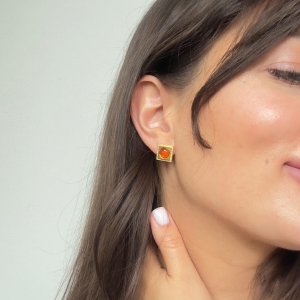 Серебряные серьги с янтарём E20043ZK Серебряные серьги с янтарём E20043ZK