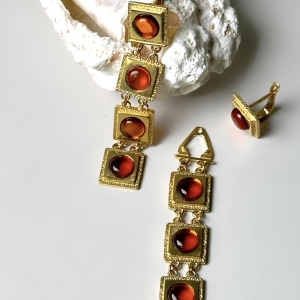 Серебряные серьги с янтарём E21043ZK