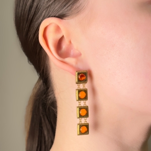 Серебряные серьги с янтарём E21043ZK