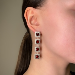 Серебряные серьги с янтарём E21043RV