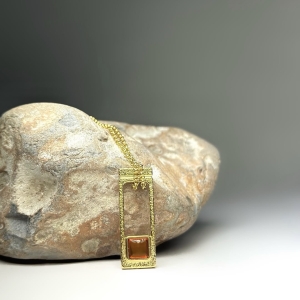 Кулон серебряный с янтарём P20049ZK