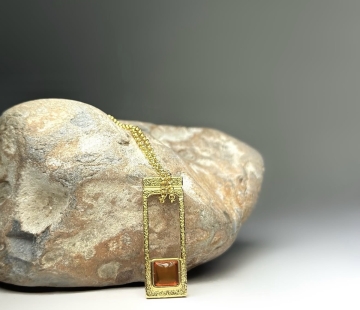 Кулон серебряный с янтарём P20049ZK