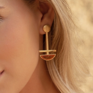 Серебряные серьги с янтарём E22048ZK