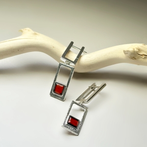 Серебряные серьги с янтарём E20049SV