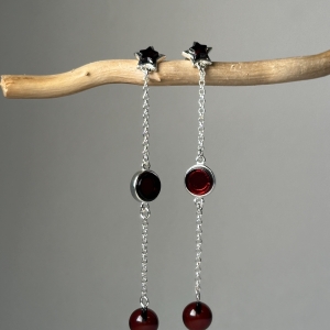 Серебряные серьги с янтарём E10012-1SV