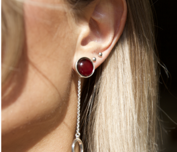 Серебряные серьги с янтарём E9323SV