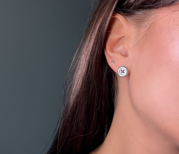 Silver earrings with amber E5005R012 Silver earrings with amber E5005R012