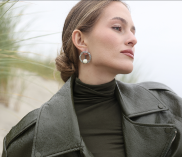 Серебряные серьги с янтарем Е31004CM