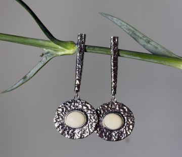 Серебряные серьги с янтарем Е30004CM