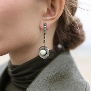 Серебряные серьги с янтарем Е30004CM