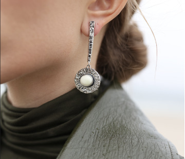 Серебряные серьги с янтарем Е30004CM