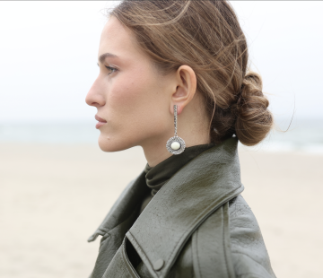 Серебряные серьги с янтарем Е30004CM