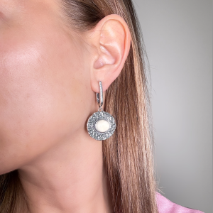 Серебряные серьги с янтарем Е32004CM