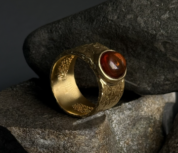 Silver ring with amber R30004ZK