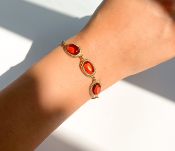 Bracelet silver with amber W21011ZK