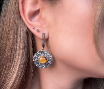 Silver earrings with amber Е32004CK Silver earrings with amber Е32004CK