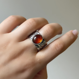 Серебряное кольцо с янтарем R30004CК