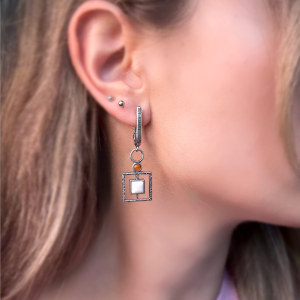 Серебряные серьги с янтарем Е30002СO