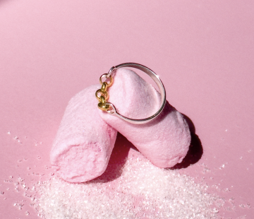 Silver ring with amber R5007Q