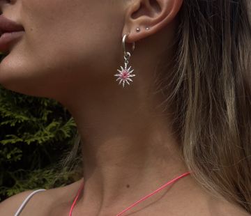 Silver earrings with amber E5001S013