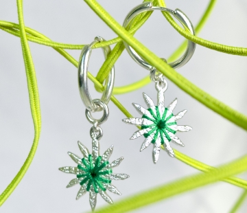 Silver earrings with amber E5042S003