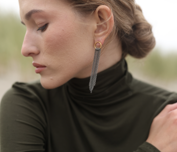 Silver earrings with amber E30009F