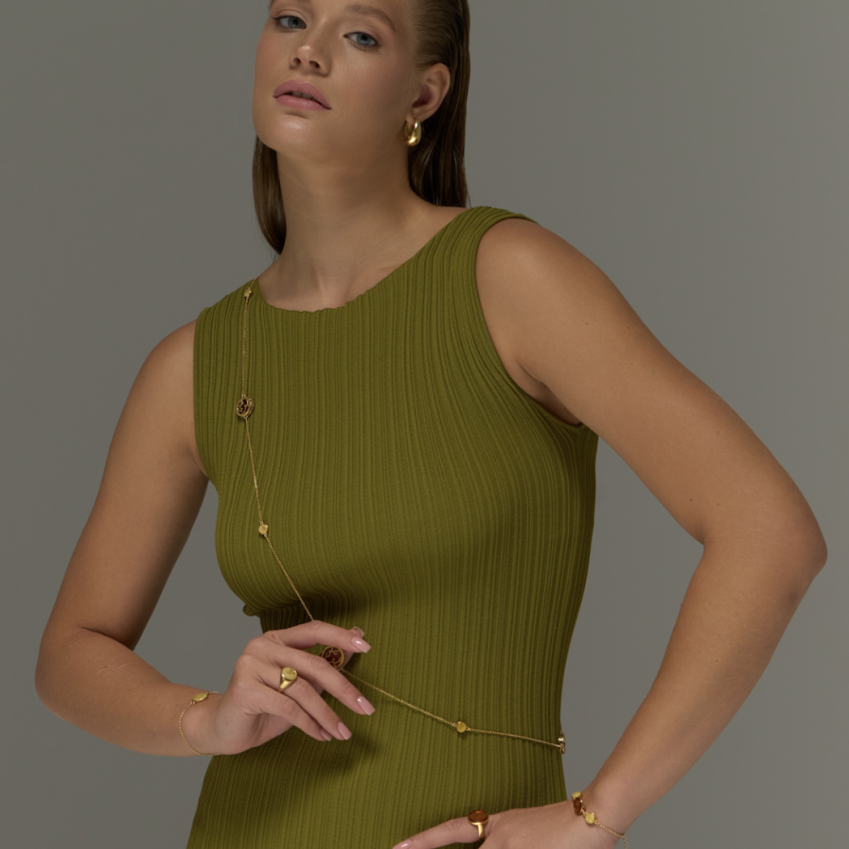 Silver necklace with amber N9009-1ZO