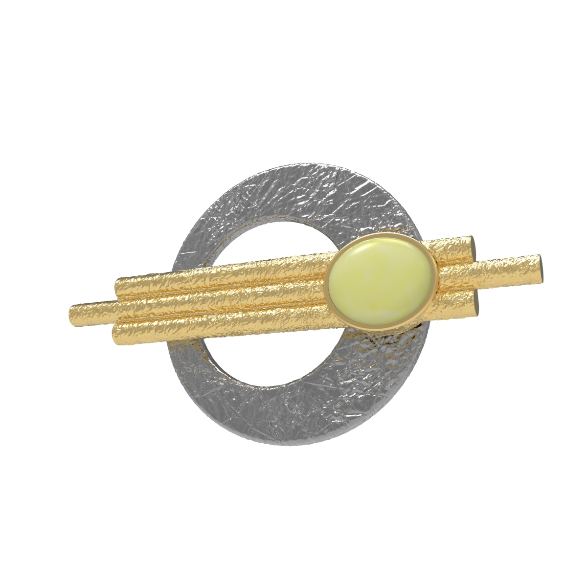 Silver brooch with natural amber B30012FM