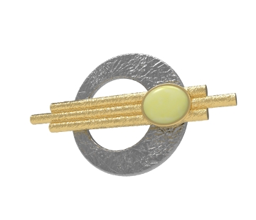 Silver brooch with natural amber B30012FM