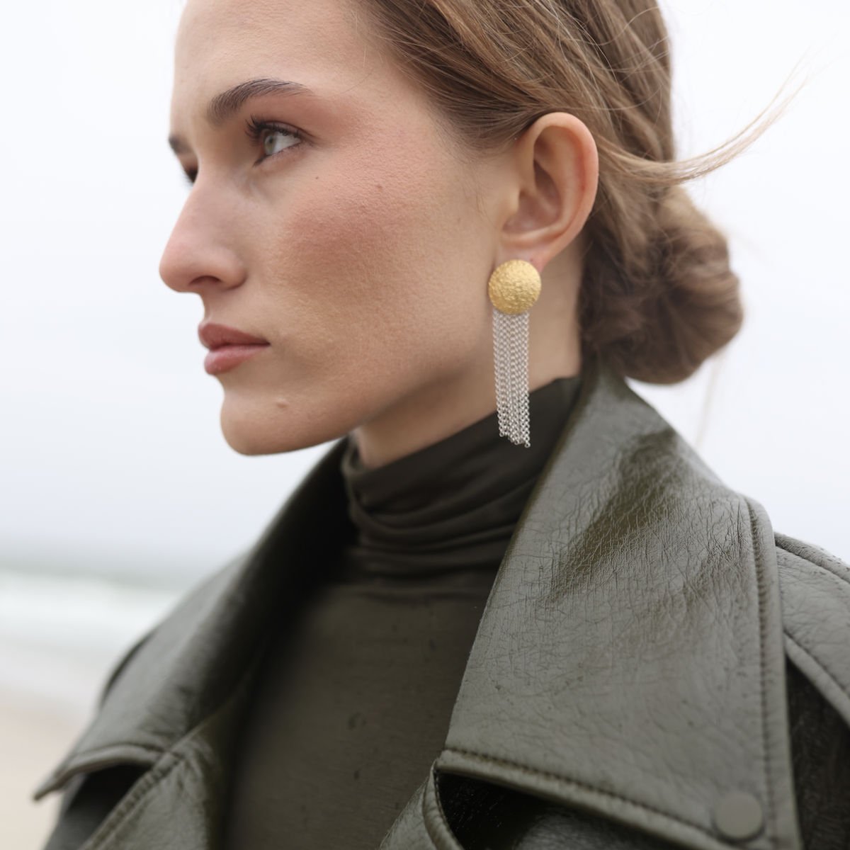 Silver earrings with amber E30016O