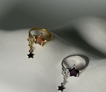 Silver ring with amber R11010-2ZK