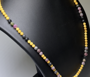 Silver necklace with amber SSBE10079 Silver necklace with amber SSBE10079