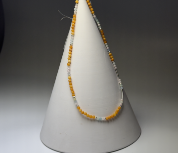 Silver necklace with amber SSBE10029