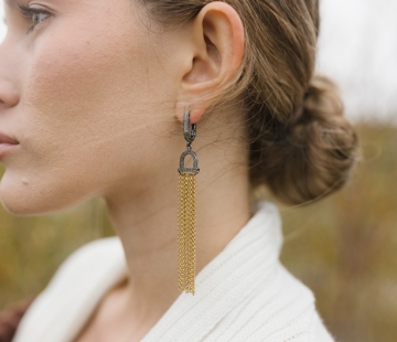Silver earrings with amber E30009F